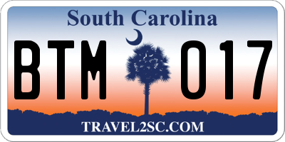 SC license plate BTM017