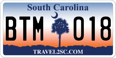 SC license plate BTM018