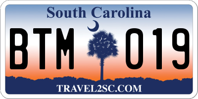 SC license plate BTM019