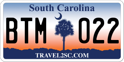 SC license plate BTM022