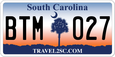 SC license plate BTM027