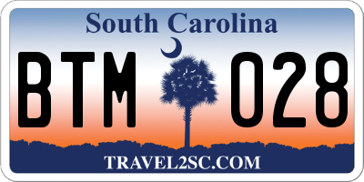 SC license plate BTM028