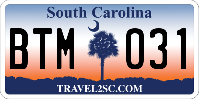 SC license plate BTM031