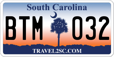 SC license plate BTM032