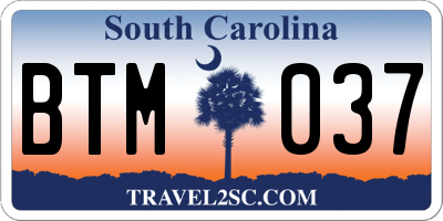 SC license plate BTM037