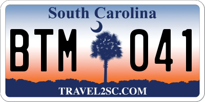 SC license plate BTM041