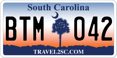 SC license plate BTM042
