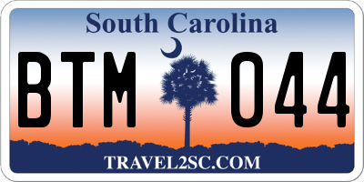 SC license plate BTM044
