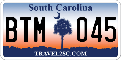 SC license plate BTM045