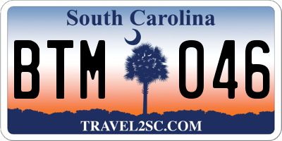 SC license plate BTM046
