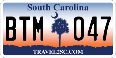 SC license plate BTM047