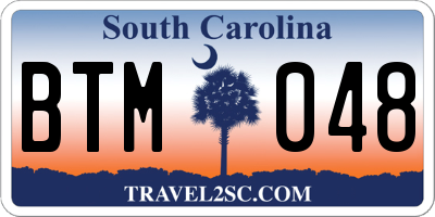 SC license plate BTM048