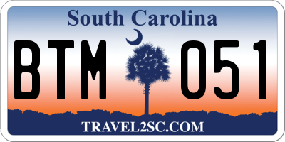 SC license plate BTM051