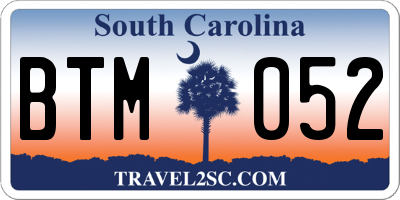 SC license plate BTM052
