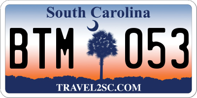 SC license plate BTM053