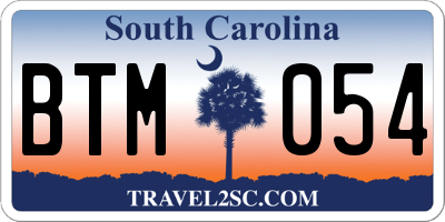 SC license plate BTM054