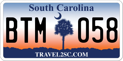 SC license plate BTM058