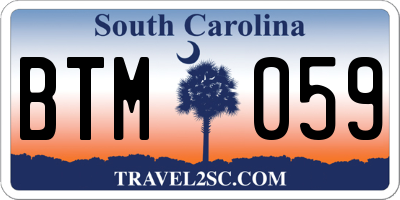 SC license plate BTM059