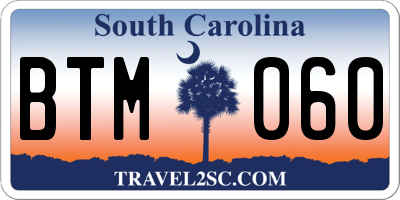 SC license plate BTM060
