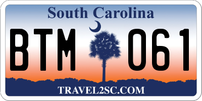 SC license plate BTM061