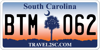 SC license plate BTM062