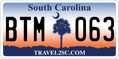 SC license plate BTM063