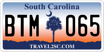 SC license plate BTM065
