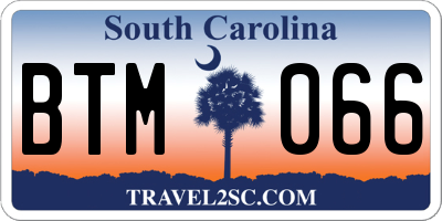 SC license plate BTM066