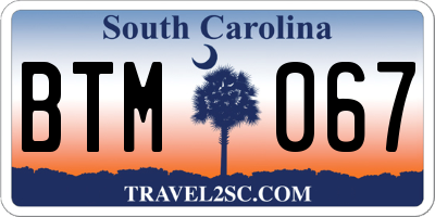 SC license plate BTM067