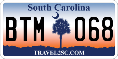 SC license plate BTM068