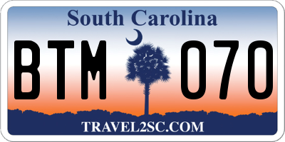 SC license plate BTM070