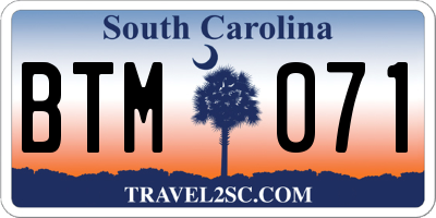 SC license plate BTM071