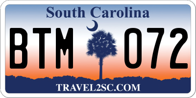SC license plate BTM072