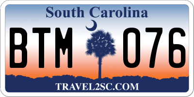 SC license plate BTM076