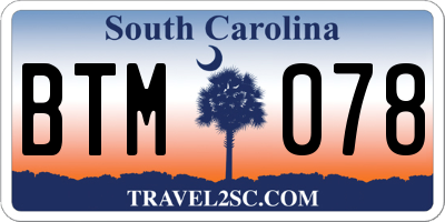 SC license plate BTM078