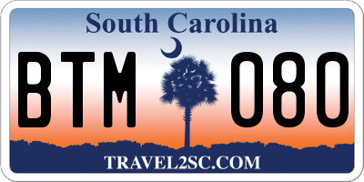 SC license plate BTM080