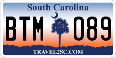 SC license plate BTM089