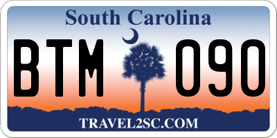 SC license plate BTM090