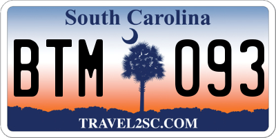 SC license plate BTM093
