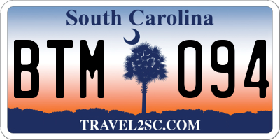 SC license plate BTM094