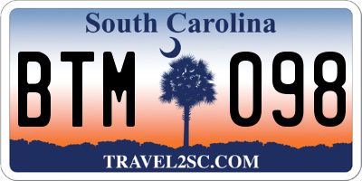 SC license plate BTM098
