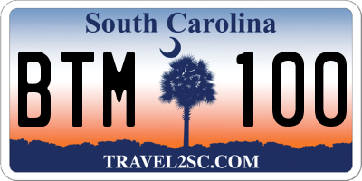 SC license plate BTM100