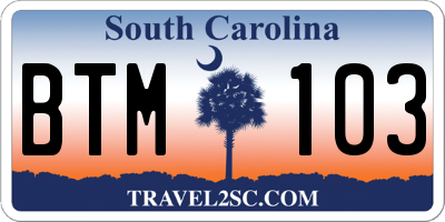 SC license plate BTM103