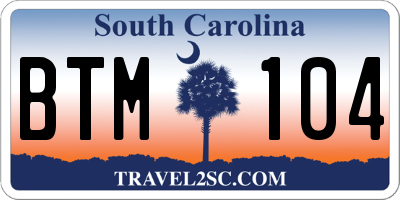 SC license plate BTM104
