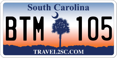 SC license plate BTM105