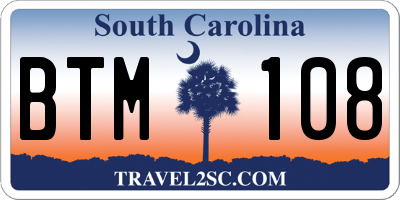 SC license plate BTM108