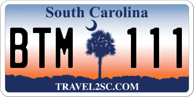 SC license plate BTM111