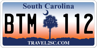 SC license plate BTM112