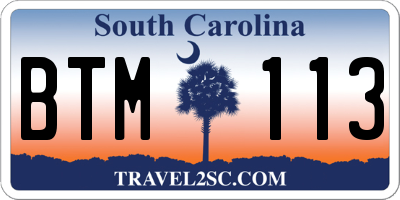 SC license plate BTM113