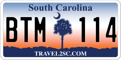 SC license plate BTM114